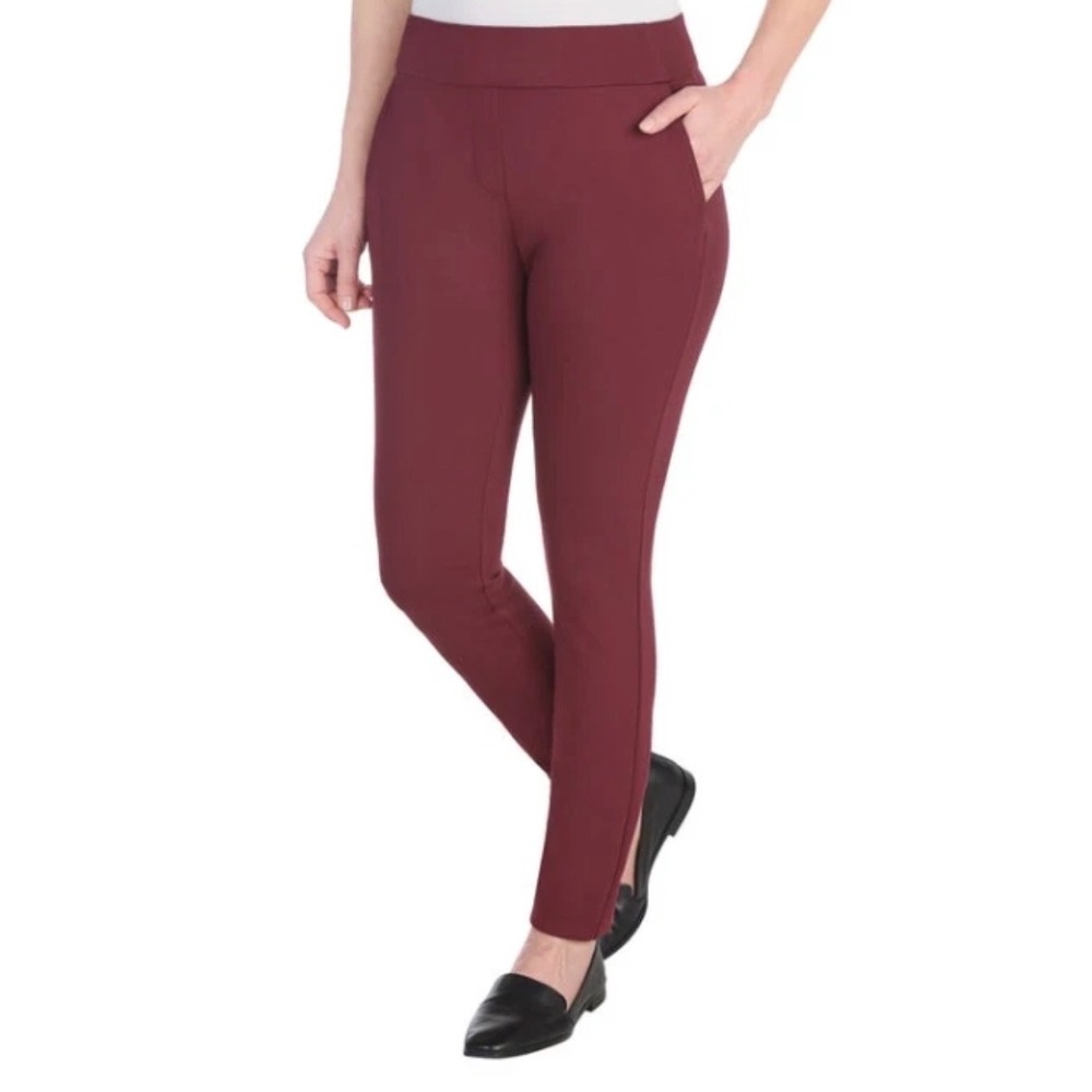 NWT Dalia Womens Ruby Red Tummy Control Pull On Dress Pant XXL Mid Rise Slimming